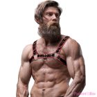 FETISH SUBMISSIVE ATTITUDE - MENS ECO-LEATHER CHEST HARNESS BLACK/RED