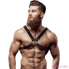 FETISH SUBMISSIVE ATTITUDE - MENS CROSS CHEST ECO-LEATHER HARNESS