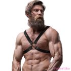 FETISH SUBMISSIVE ATTITUDE - MENS CROSS CHEST ECO-LEATHER HARNESS