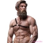 FETISH SUBMISSIVE - ATTITUDE MENS CROSSED SHOULDER ECO LEATHER HARNESS