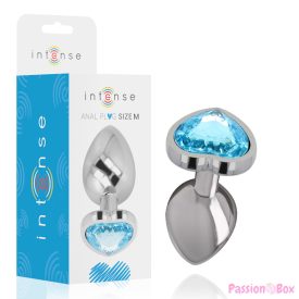 INTENSE - ALUMINUM METAL ANAL PLUG BLUE HEART SIZE M