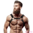 FETISH SUBMISSIVE ATTITUDE - MENS ECO-LEATHER CHEST HARNESS WITH STUDS