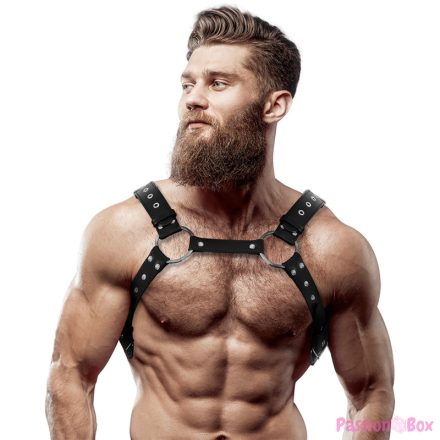 FETISH SUBMISSIVE ATTITUDE - MENS ECO-LEATHER CHEST HARNESS WITH STUDS