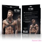 FETISH SUBMISSIVE ATTITUDE - MENS CROSSED CHEST ECO-LEATHER HARNESS WITH RIVETS