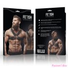 FETISH SUBMISSIVE ATTITUDE - MENS CROSS-OVER ECO-LEATHER CHEST HARNESS WITH STUDS