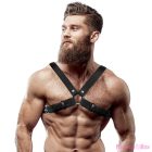 FETISH SUBMISSIVE ATTITUDE - MENS ADJUSTABLE ECO-LEATHER CROSS CHEST BULLDOG HARNESS