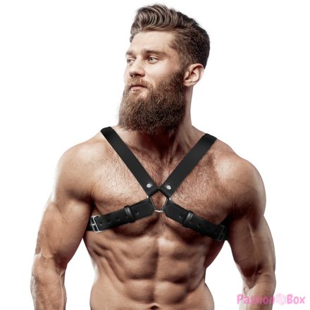 FETISH SUBMISSIVE ATTITUDE - MENS ADJUSTABLE ECO-LEATHER CROSS CHEST BULLDOG HARNESS