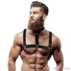 FETISH SUBMISSIVE ATTITUDE - ADJUSTABLE ECO-LEATHER CHEST HARNESS WITH NECKLACE FOR MEN