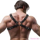 FETISH SUBMISSIVE ATTITUDE - MENS ECO-LEATHER BULLDOG CHEST HARNESS SIZE M/L