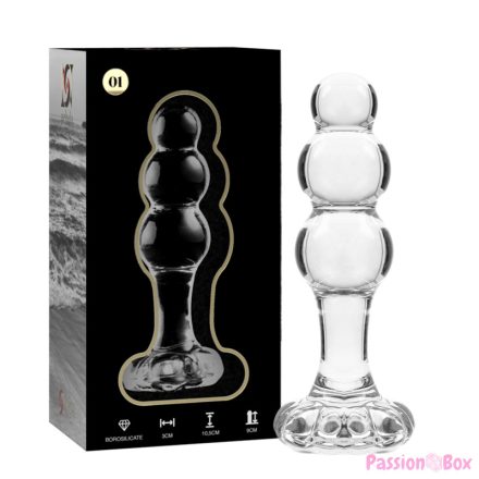 NEBULA SERIES BY IBIZA - MODEL 1 ANAL PLUG BOROSILICATE GLASS CLEAR 10.5 CM -O- 3 CM