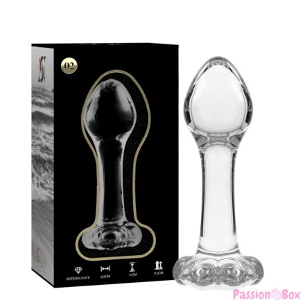 NEBULA SERIES BY IBIZA - MODEL 2 ANAL PLUG BOROSILICATE GLASS CLEAR 11 CM -O- 3.5 CM