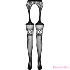 PASSION - S026 BLACK TIGHTS WITH GARTER ONE SIZE
