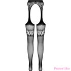 PASSION - S026 BLACK TIGHTS WITH GARTER ONE SIZE