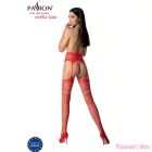 PASSION - S030 RED STOCKINGS WITH GARTER ONE SIZE