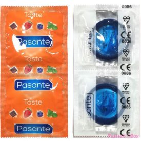 PASANTE - CONDOMS FLAVOR BLUEBERRY BAG 144 UNITS