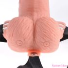 FETISH FANTASY SERIES - ADJUSTABLE HARNESS REMOTE CONTROL REALISTIC PENIS WITH RECHARGEABLE TESTICLES AND VIBRATOR 15 CM