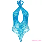 LEG AVENUE - TEDDY HALTER WITH LACE BLUE