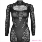 LEG AVENUE - MINI DRESS WITH LACE LONG SLEEVE BLACK