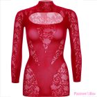 LEG AVENUE - MINI DRESS WITH LACE LONG SLEEVE RED