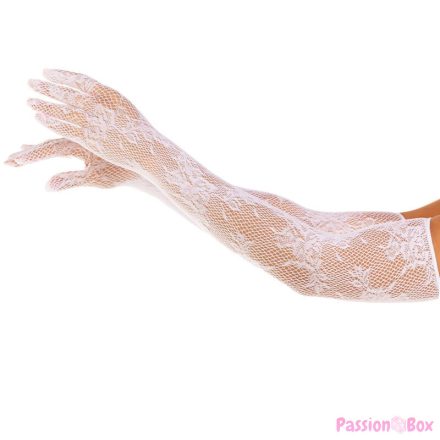 LEG AVENUE - RED FLORAL GLOVES WHITE