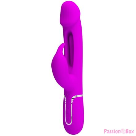 PRETTY LOVE - KAMPAS RABBIT 3 IN 1 MULTIFUNCTION VIBRATOR WITH TONGUE FUCHSIA