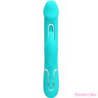 PRETTY LOVE - KAMPAS RABBIT 3 IN 1 MULTIFUNCTION VIBRATOR WITH TONGUE AQUA GREEN
