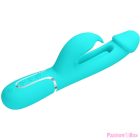 PRETTY LOVE - KAMPAS RABBIT 3 IN 1 MULTIFUNCTION VIBRATOR WITH TONGUE AQUA GREEN