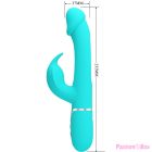 PRETTY LOVE - KAMPAS RABBIT 3 IN 1 MULTIFUNCTION VIBRATOR WITH TONGUE AQUA GREEN