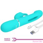 PRETTY LOVE - KAMPAS RABBIT 3 IN 1 MULTIFUNCTION VIBRATOR WITH TONGUE AQUA GREEN