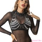 SUBBLIME - HARNESS BRA AND NECKLACE WITH CHAINS ONE SIZE