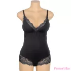 SUBBLIME - BLACK FLORAL LACE DETAIL TEDDY L/XL