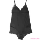 SUBBLIME - BLACK FLORAL LACE DETAIL TEDDY L/XL