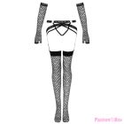 LIVCO CORSETTI FASHION - NEMALIA SET GARTER + STOCKINGS + GLOVES BLACK
