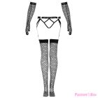 LIVCO CORSETTI FASHION - NEMALIA SET GARTER + STOCKINGS + GLOVES BLACK