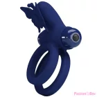 PRETTY LOVE - JAMELE DOUBLE RING WITH VIBRATION & BUTTERFLY STIMULATOR BLUE