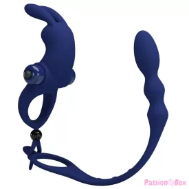 PRETTY LOVE - AYAD RABBIT VIBRATOR RING WITH PLUG BLUE