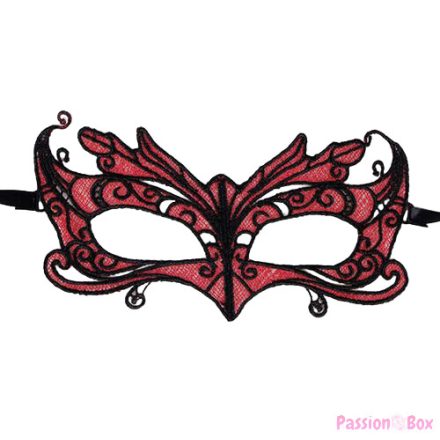 QUEEN LINGERIE - LACE MASK WITH RED DETAILS