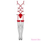 LIVCO CORSETTI FASHION - THIARA LC 20213 SET BODY + STOCKINGS RED S/M