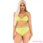 LEG AVENUE - TOP & PANTIES YELLOW WITH STRAPS