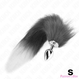   KINK - ANAL PLUG SIZE S 7 X 3 CM WITH SYNTHETIC TAIL 40 CM GREY AND WHITE