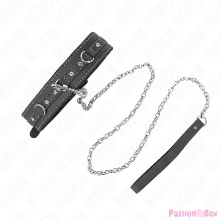 KINK - PVC LEATHER NECKLACE WITH BELT 105 CM RHINESTONE RIVET 41.5 X 4 CM