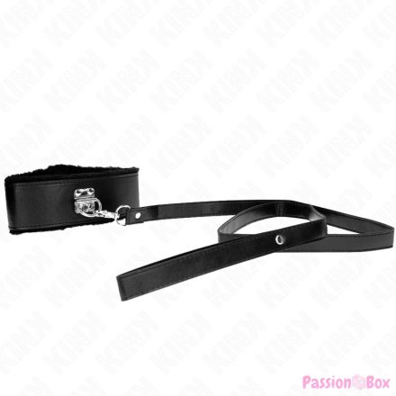 KINK - NECKLACE WITH LEASH 116 CM WITH SILVER STUDS MODEL 4 BLACK ADJUSTABLE 40-48 CM X 6 CM