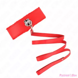   KINK - NECKLACE WITH LEASH 116 CM WITH SILVER STUDS MODEL 4 RED ADJUSTABLE 40-48 CM X 6 CM