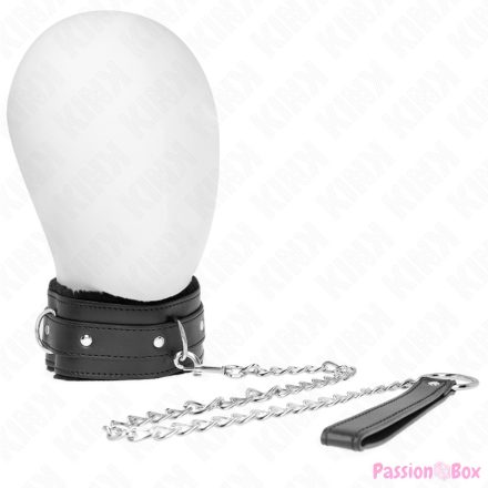 KINK - COLLAR WITH LEASH 65 CM WITH RESTRICTIONS BLACK 36-42 CM X 5.5 CM