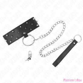   KINK - NECKLACE WITH LEASH 65 CM WITH SILVER STUDS MODEL 5 ADJUSTABLE 36-43 CM X 5 CM