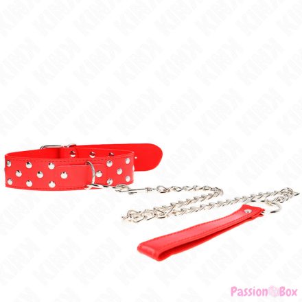 KINK - RING RIVET STRAP NECKLACE WITH BELT 65 CM RED ADJUSTABLE 36-50 CM X 3.8 CM