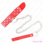 KINK - RING RIVET STRAP NECKLACE WITH BELT 65 CM RED ADJUSTABLE 36-50 CM X 3.8 CM