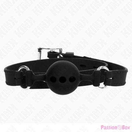 KINK - FULL SILICONE GAG 55 x 2 CM WITH 4 CM BALL SIZE S BLACK ADJUSTABLE 35-51 CM