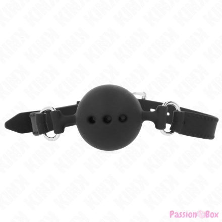 KINK - FULL SILICONE GAG 55 x 2 CM WITH 4.5 CM BALL SIZE M BLACK ADJUSTABLE 35-51 CM