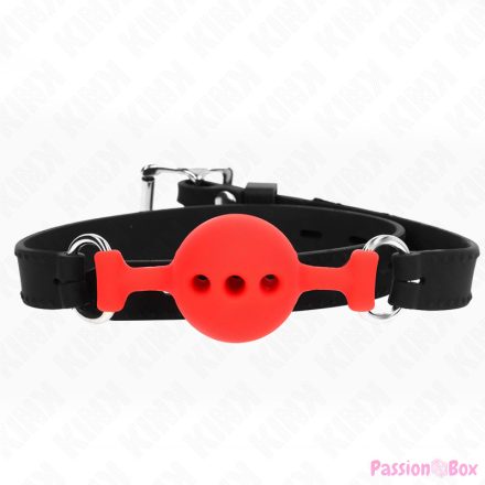 KINK - FULL SILICONE GAG 55 x 2 CM WITH 4 CM BALL SIZE S RED ADJUSTABLE 35-51 CM